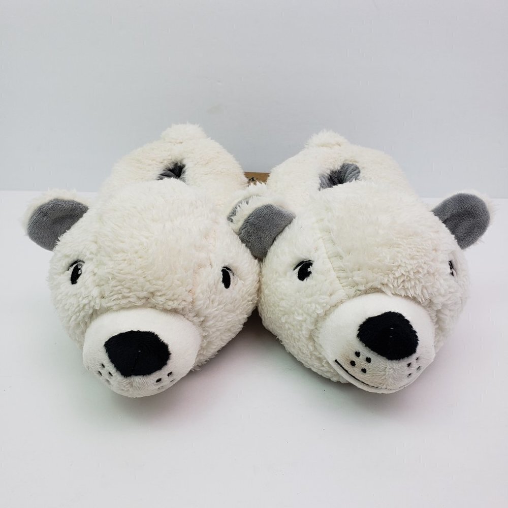 NEW Dearfoams Rowan Polar Bear Critter Kids Size 2/3 White Closed Back Slippers - Picture 3 of 7